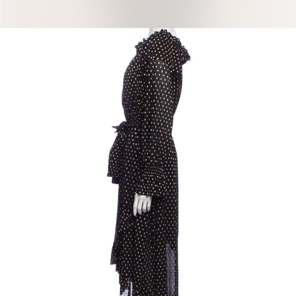 Shoshanna Black and Gold Asymmetrical Ruffled Sundress - Picture 4 of 8
